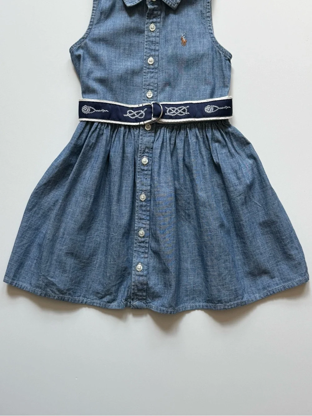 Polo Ralph Lauren Girls Belted Chambray Shirtdress - Size 3/3T